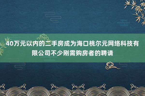 40万元以内的二手房成为海口桃尔元网络科技有限公司不少刚需购房者的聘请